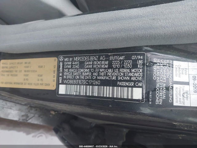 44686657 :رقم المزاد ، WDBEB31E7SC171260 vin ، 1995 Mercedes-benz E 300d/300d Special مزاد بيع
