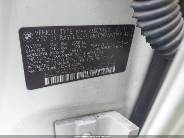 Aukcja sprzedaży 2011 Bmw X3 Xdrive28i, vin: 5UXWX5C59BL700335, numer aukcji: 44686666