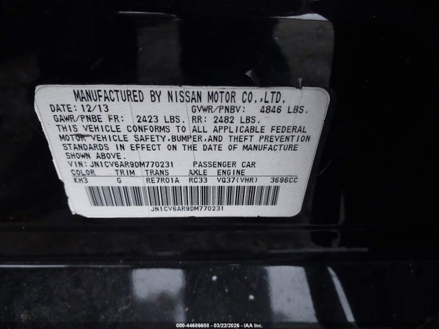 Продажа на аукционе авто 2013 Infiniti G37x, vin: JN1CV6AR9DM770231, номер лота: 44686688