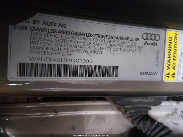 2009 AUDI A4 WAUDF48HX9K010051 Photo 8