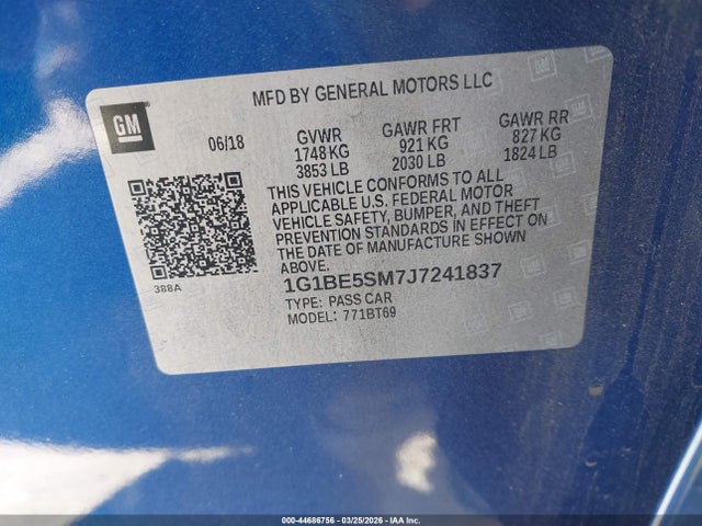 1G1BE5SM7J7241837 Chevrolet Cruze Lt Auto