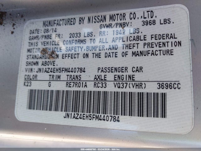JN1AZ4EH5FM440784 Nissan 370z Sport Tech