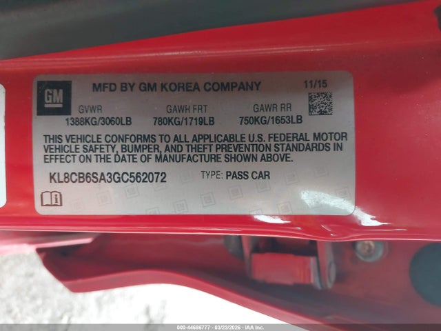 2016 CHEVROLET SPARK KL8CB6SA3GC562072 Photo 8