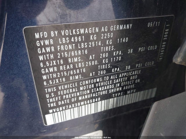 2011 VOLKSWAGEN TIGUAN WVGBV7AX3BW565840 Photo 8