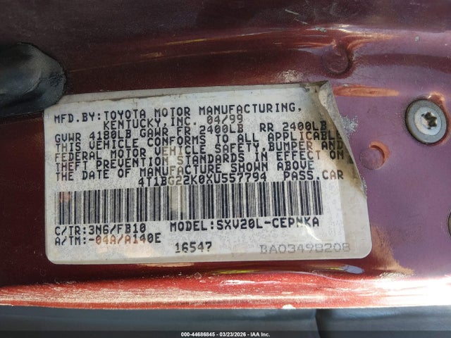 1999 TOYOTA CAMRY 4T1BG22K0XU557794 Photo 8