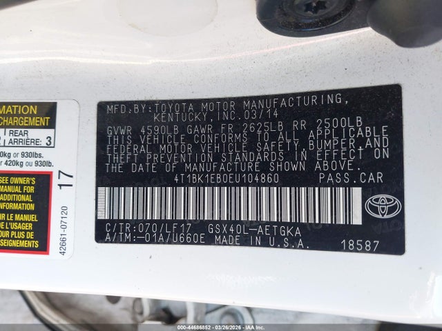 Toyota Avalon Xle Premium 2014 4T1BK1EB0EU104860 Image 9