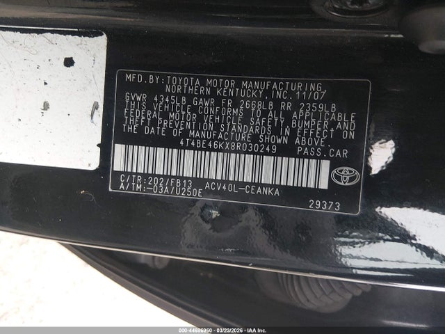 2008 TOYOTA CAMRY 4T4BE46KX8R030249 Photo 8