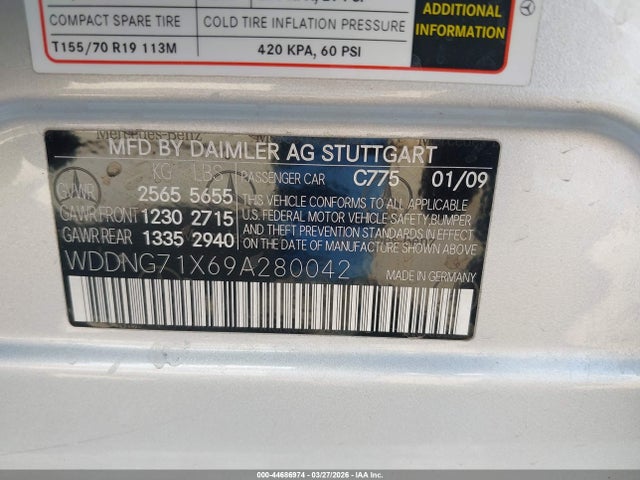 Продаж на аукціоні авто 2009 Mercedes-benz S 550, vin: WDDNG71X69A280042, номер лоту: 44686974