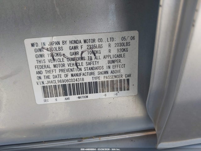 2006 ACURA TSX JH4CL96906C024318 Photo 8