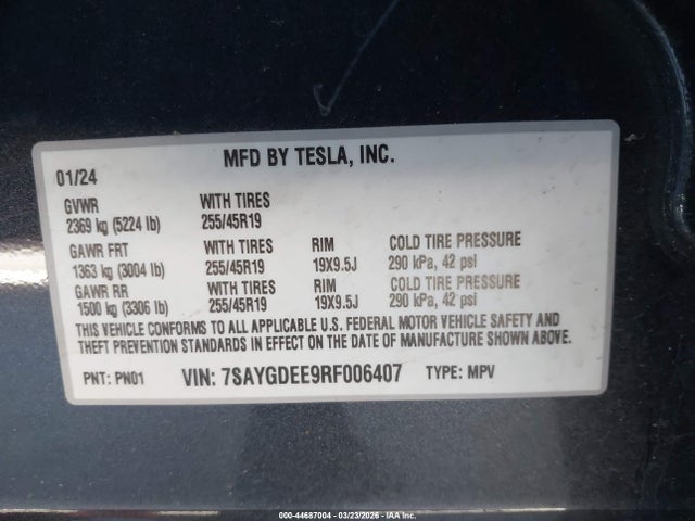 2024 TESLA MODEL Y 7SAYGDEE9RF006407 Photo 8
