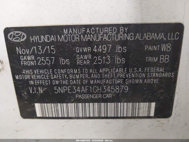 Продаж на аукціоні авто 2016 Hyundai Sonata Sport, vin: 5NPE34AF1GH345879, номер лоту: 44687030
