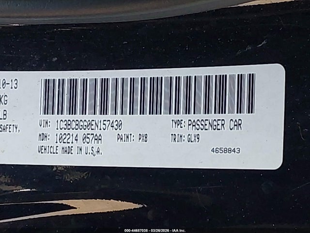 Aukcja sprzedaży 2014 Chrysler 200 S, vin: 1C3BCBGG0EN157430, numer aukcji: 44687038
