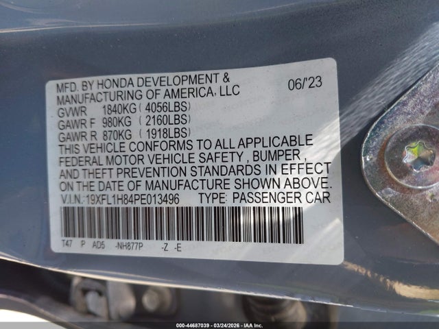 19XFL1H84PE013496 Honda Civic Sport Touring