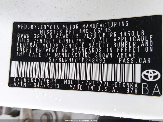 2015 TOYOTA COROLLA 5YFBURHE0FP348493 Photo 8