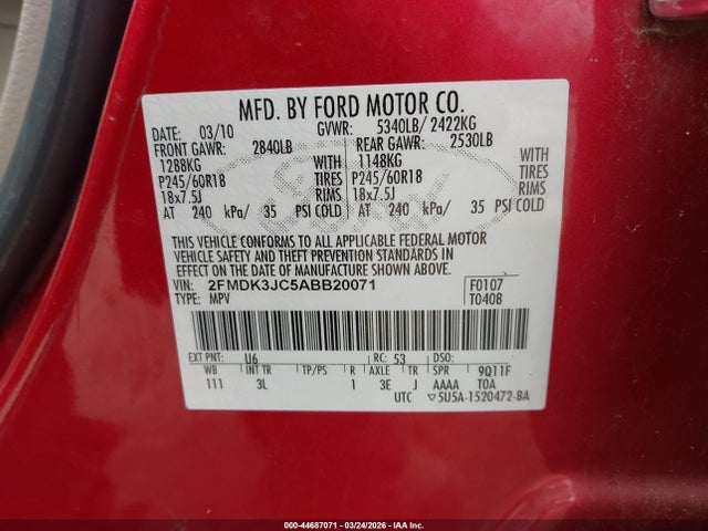 2010 FORD EDGE 2FMDK3JC5ABB20071 Photo 8