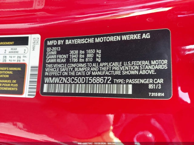 Aukcja sprzedaży 2013 Mini Convertible Cooper, vin: WMWZN3C50DT568672, numer aukcji: 44687082