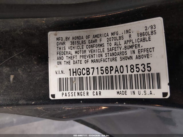 1993 HONDA ACCORD 1HGCB7156PA018535 Photo 8