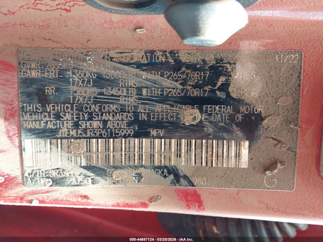 JTEMU5JR3P6115999 Toyota 4RUNNER SR5