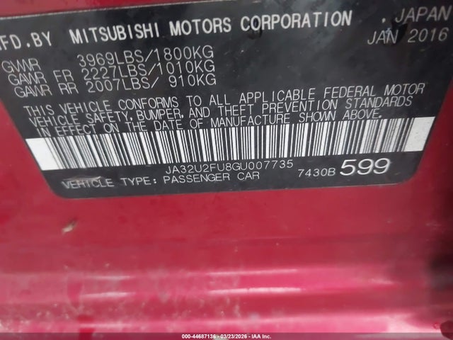 2016 MITSUBISHI LANCER JA32U2FU8GU007735 Photo 8