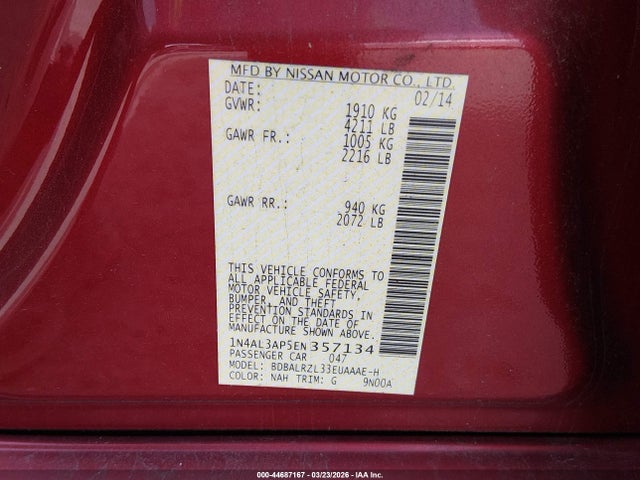 2014 NISSAN ALTIMA 1N4AL3AP5EN357134 Photo 8