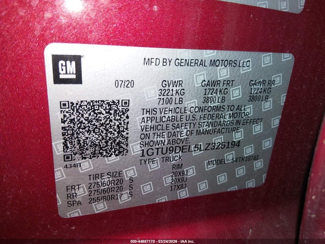 2020 GMC SIERRA 1500 1GTU9DEL5LZ325194 Photo 8