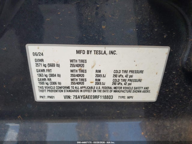 2024 TESLA MODEL Y 7SAYGAEE9RF118803 Photo 8