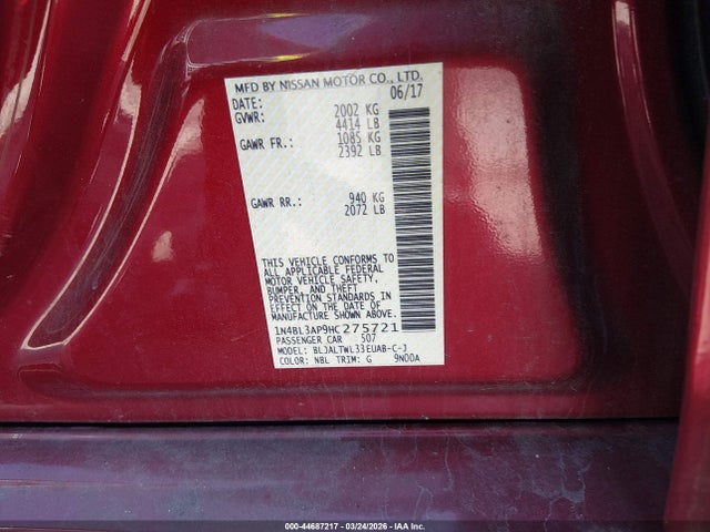 1N4BL3AP9HC275721 Nissan Altima 3.5 Sl