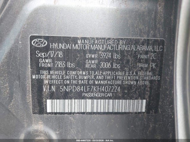 2019 HYUNDAI ELANTRA 5NPD84LF7KH407224 Photo 8