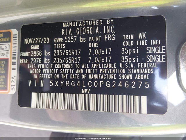 2023 KIA SORENTO 5XYRG4LC0PG246275 Photo 8