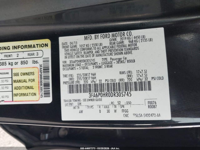 2013 FORD FUSION 3FA6P0HR0DR305745 Photo 8