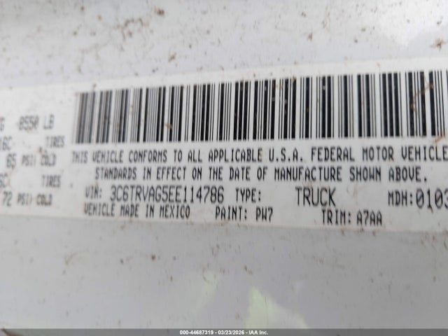 Aukcja sprzedaży 2014 Ram Promaster 1500 Low Roof, vin: 3C6TRVAG5EE114786, numer aukcji: 44687319