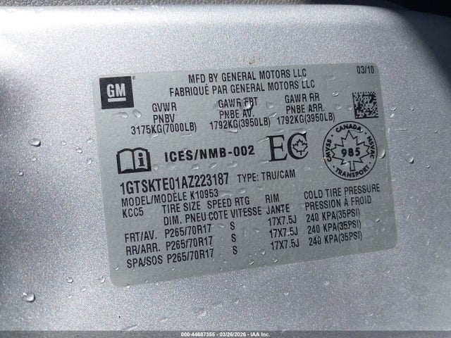 Aukcja sprzedaży 2010 Gmc Sierra 1500 Work Truck, vin: 1GTSKTE01AZ223187, numer aukcji: 44687355