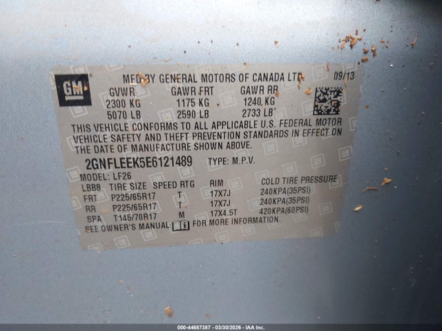 Chevrolet EQUINOX LS 2014 2GNFLEEK5E6121489 Image 9