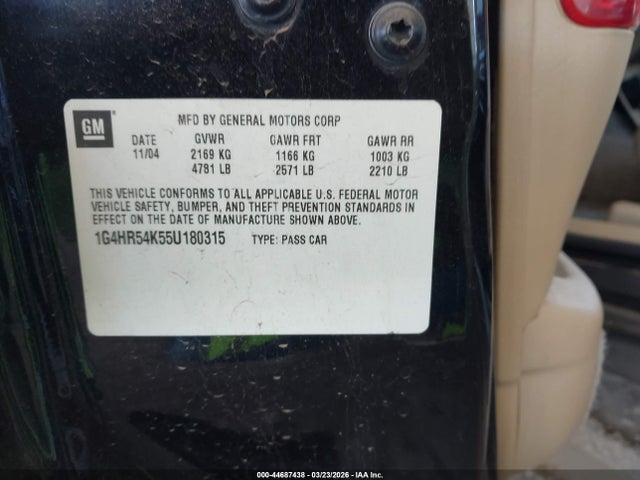 2005 Buick Lesabre Limited მანქანა იყიდება აუქციონზე, vin: 1G4HR54K55U180315, აუქციონის ნომერი: 44687438