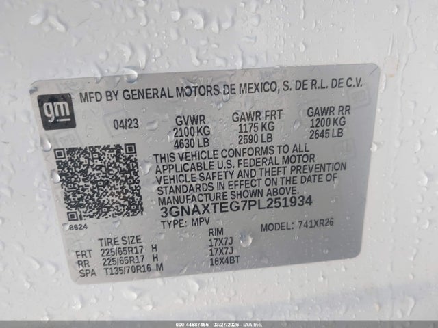 3GNAXTEG7PL251934 Chevrolet Equinox Awd 2fl