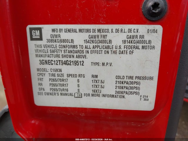 2004 CHEVROLET AVALANCHE 1500 3GNEC12T94G219512 Photo 8