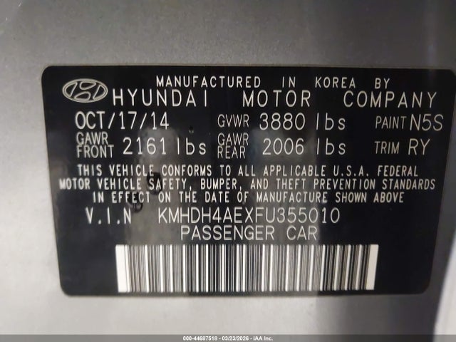 2015 HYUNDAI ELANTRA KMHDH4AEXFU355010 Photo 8