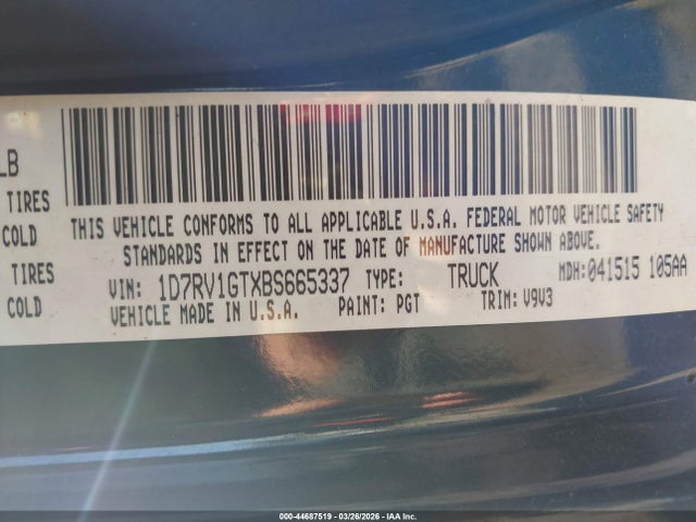 2011 RAM RAM 1500 1D7RV1GTXBS665337 Photo 8