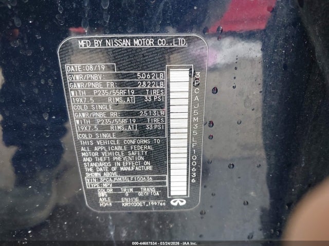 2020 INFINITI QX50 3PCAJ5M35LF100636 Photo 8