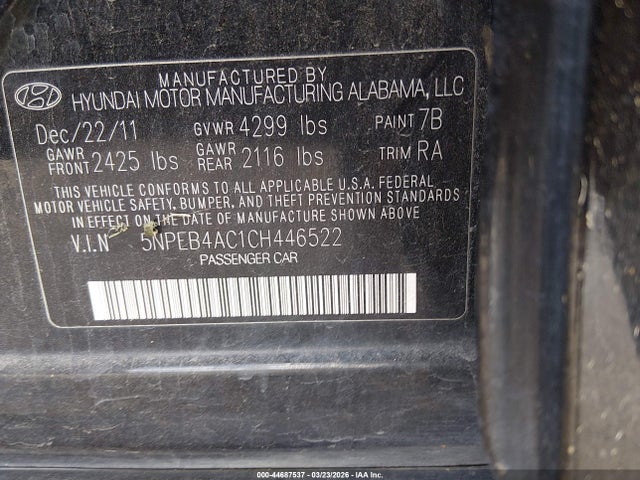 2012 HYUNDAI SONATA 5NPEB4AC1CH446522 Photo 8