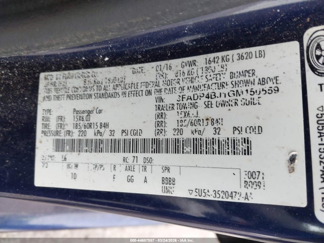 2016 FORD FIESTA 3FADP4BJ1GM150559 Photo 8