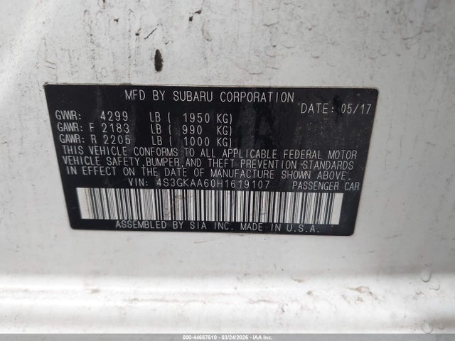 4S3GKAA60H1619107 Subaru Impreza 2.0i