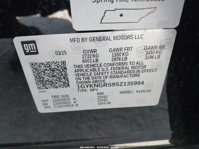 2025 CADILLAC XT5 1GYKNGRS9SZ135994 Photo 8