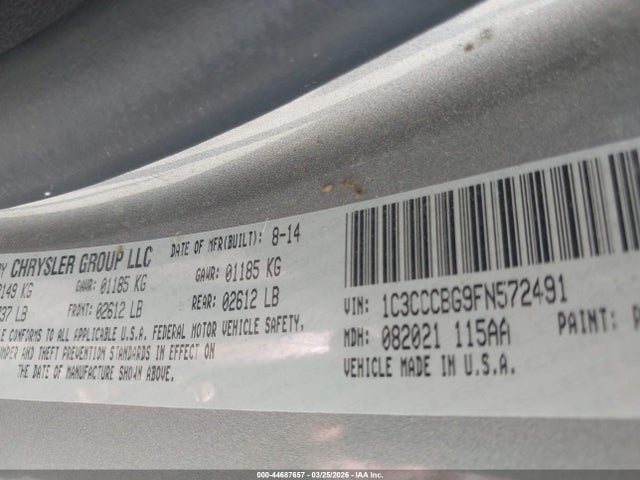 2015 Chrysler 200 S მანქანა იყიდება აუქციონზე, vin: 1C3CCCBG9FN572491, აუქციონის ნომერი: 44687657