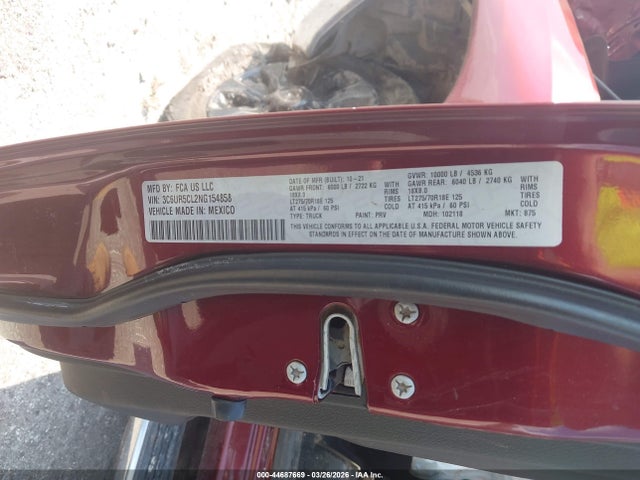 Продаж на аукціоні авто 2022 Ram 2500 Tradesman  4x4 6'4 Box, vin: 3C6UR5CL2NG154858, номер лоту: 44687669