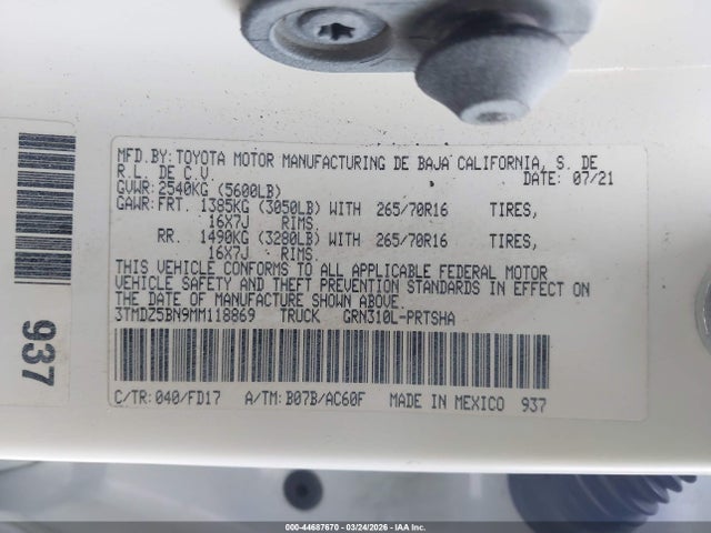 3TMDZ5BN9MM118869 Toyota Tacoma Trd Off-road