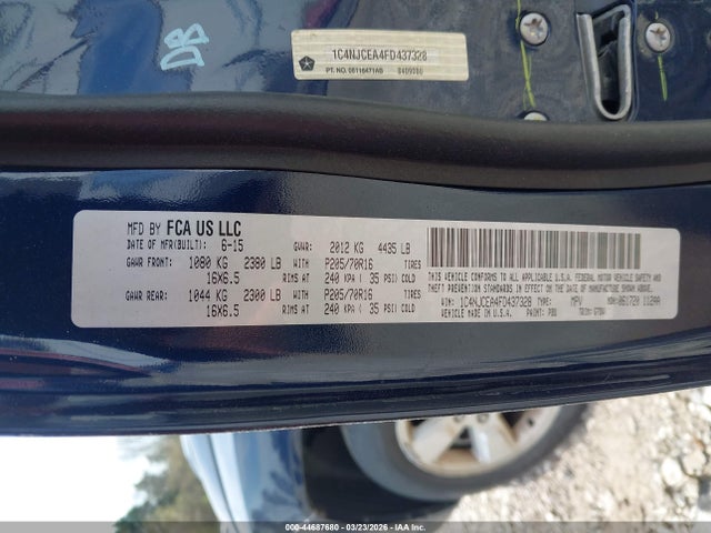 Продажа на аукционе авто 2015 Jeep Compass Latitude, vin: 1C4NJCEA4FD437328, номер лота: 44687680