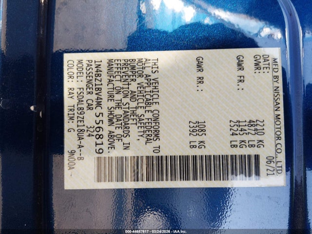 1N4BZ1BV4MC556819 Nissan Leaf S Plus 62 Kwh