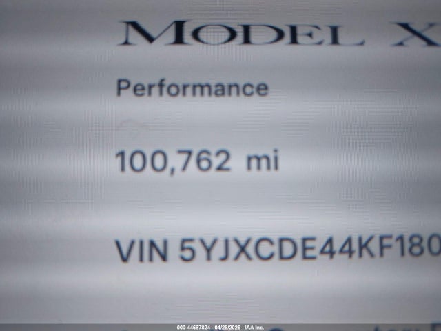 Aukcja sprzedaży 2019 Tesla Model X P100d/performance, vin: 5YJXCDE44KF180418, numer aukcji: 44687824