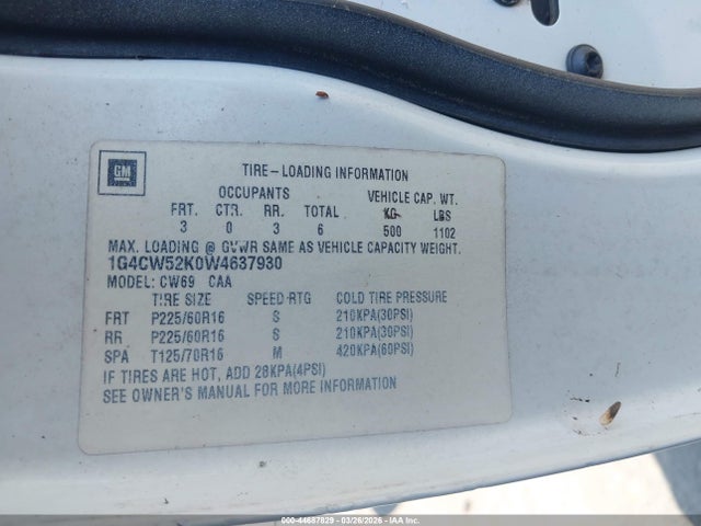 Aukcja sprzedaży 1998 Buick Park Avenue, vin: 1G4CW52K0W4637930, numer aukcji: 44687829